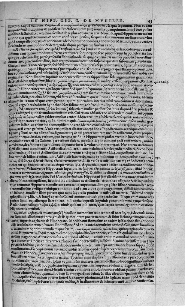 An illustration from Hippocratis coi, medicorum principis Liber prior de morbis mulierum ... Mauricio Cordaeo Rhemo interprete & explicatore, 1585, leaf 64
