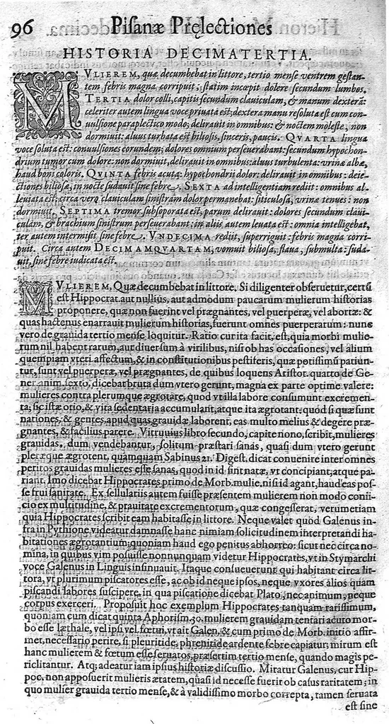 An illustration from Hieronymi Mercurialis,... Commentarii eruditissimi in Hippocratis,... Prognostica, Prorrhetica, de Victus ratione in morbis acutis et Epidemicas historias [cum versione eorum latina], quibus accessere tractatus luculentissimi de hominis generatione, vino et aqua balneisque pisanis, a Marco Cornacchino,... nunc primum in lucem editi..., 1602, leaf 103