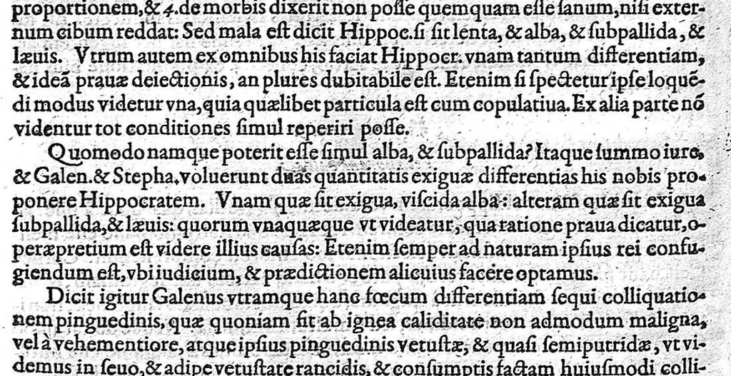 An illustration from Hieronymi Mercurialis,... Commentarii eruditissimi in Hippocratis,... Prognostica, Prorrhetica, de Victus ratione in morbis acutis et Epidemicas historias [cum versione eorum latina], quibus accessere tractatus luculentissimi de hominis generatione, vino et aqua balneisque pisanis, a Marco Cornacchino,... nunc primum in lucem editi..., 1602, leaf 689