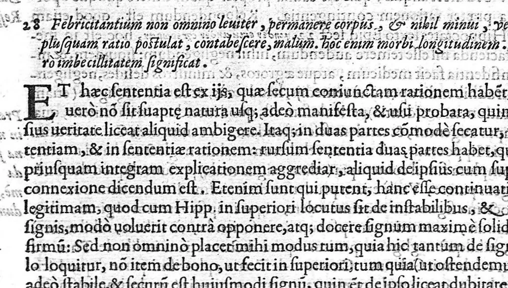 An illustration from Hieronymi Mercurialis,... In omnes Hippocratis Aphorismorum libros praelectiones patavinae... in quibus innumeri pene ipsius Hippocr. obscuriores loci, ac sententiae elucidantur, problemataq permulta obstrusiora facili methodo enodantur : opvs varia doctrina refertum, philosophis, medicis, ac studiosis omnibus vsui, ac iucundum futurum ..., 1619, leaf 144