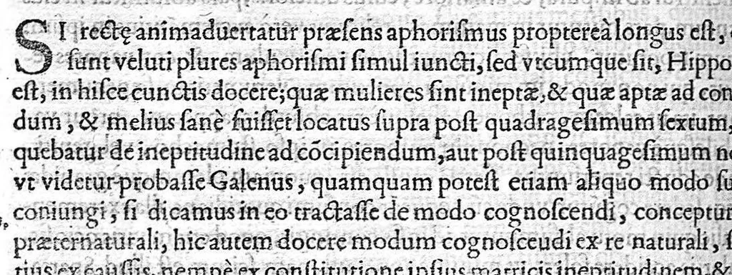 An illustration from Hieronymi Mercurialis,... In omnes Hippocratis Aphorismorum libros praelectiones patavinae... in quibus innumeri pene ipsius Hippocr. obscuriores loci, ac sententiae elucidantur, problemataq permulta obstrusiora facili methodo enodantur : opvs varia doctrina refertum, philosophis, medicis, ac studiosis omnibus vsui, ac iucundum futurum ..., 1619, leaf 574
