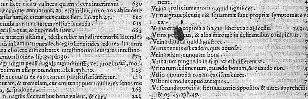 An illustration from Hieronymi Mercurialis,... In omnes Hippocratis Aphorismorum libros praelectiones patavinae... in quibus innumeri pene ipsius Hippocr. obscuriores loci, ac sententiae elucidantur, problemataq permulta obstrusiora facili methodo enodantur : opvs varia doctrina refertum, philosophis, medicis, ac studiosis omnibus vsui, ac iucundum futurum ..., 1619, leaf 866