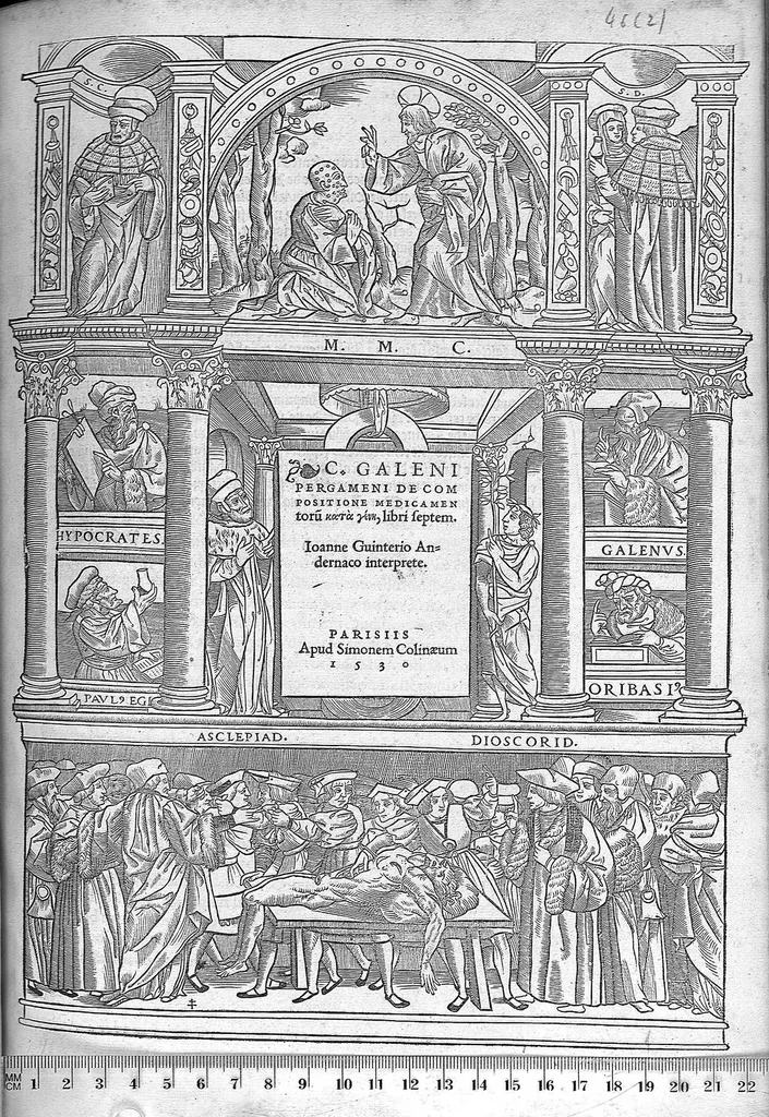An illustration from C. Galeni De compositione medicamentorum kata gene, libri septem, Ioanne Guinterio interprete, 1530, leaf 0
