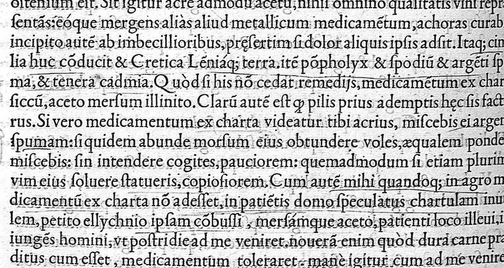 An illustration from Claudii Galeni Pergameni De compositione medicamentorum secundum locos, : seu quae unicuique corporis parti conueniunt, libri decem, 1535, leaf 49