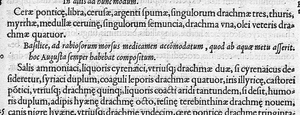 An illustration from Claudii Galeni De antidotis libri duo, a Ioanne Guinterio... Latinitate donati. Eiusdem Galeni De remedijs paratu facilibus liber unus, eodem Ioanne Guinterio interprete, 1535, leaf 68