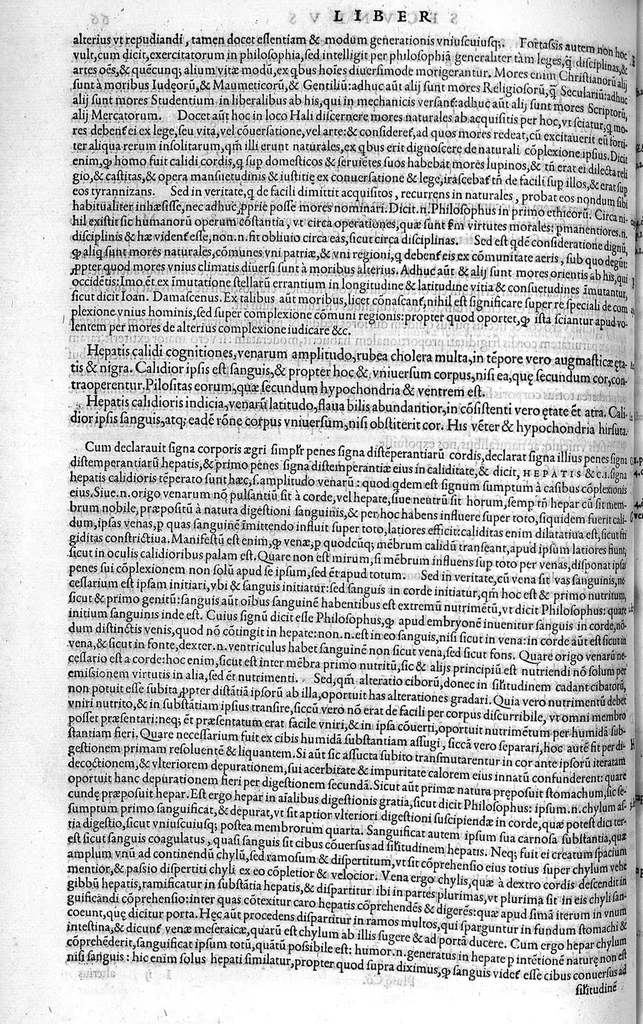An illustration from Plus quam commentum in Parvam Galeni artem Turisani Florentini medici praestantissimi, cum duplici textus interpretatione, antiqua scilicet et Leoniceni, et ejusdem [Turisani] libello de Hypostasi, opus... quod olim quidem Jul. Martianus Rota,... pluribus auxit et emendavit ; nunc vero... recognitum... additis quibusdam ad eandem rem pertinentibus, denuo imprimendum curavimus. Ea autem sunt : Hali qui eandem Galeni Artem primus exposuit ; Joannitii ad eandem introductio ; Gentilis qui primum ejusdem Artis librum... declaravit ; Nicolai Leoniceni Quaestio de tribus doctrinis..., 1557, leaf 147