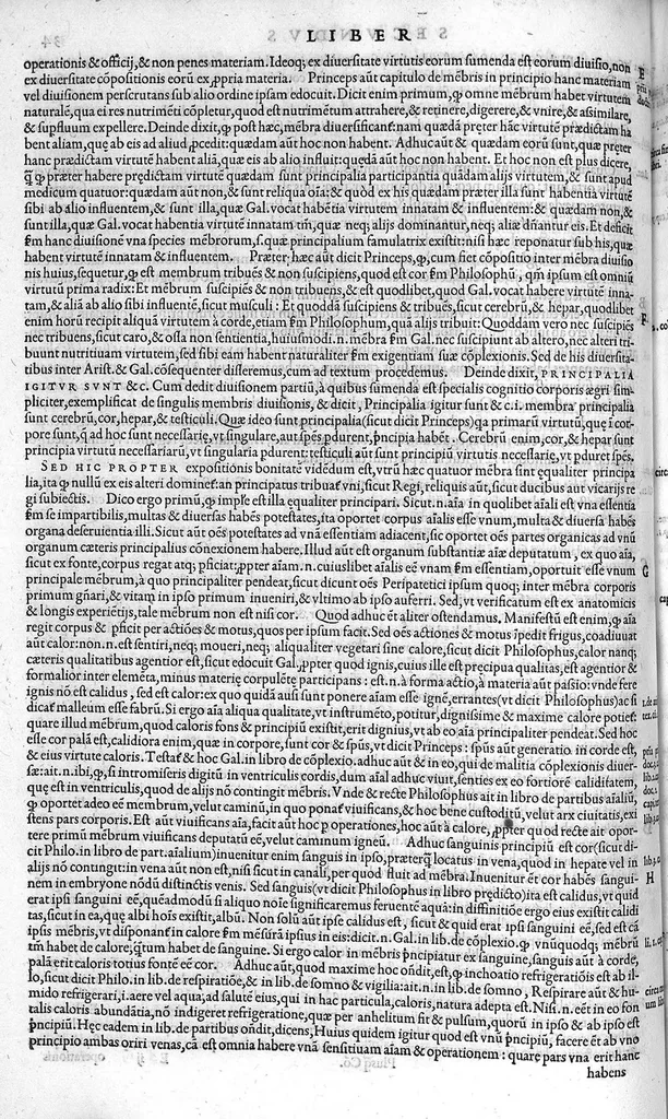 An illustration from Plus quam commentum in Parvam Galeni artem Turisani Florentini medici praestantissimi, cum duplici textus interpretatione, antiqua scilicet et Leoniceni, et ejusdem [Turisani] libello de Hypostasi, opus... quod olim quidem Jul. Martianus Rota,... pluribus auxit et emendavit ; nunc vero... recognitum... additis quibusdam ad eandem rem pertinentibus, denuo imprimendum curavimus. Ea autem sunt : Hali qui eandem Galeni Artem primus exposuit ; Joannitii ad eandem introductio ; Gentilis qui primum ejusdem Artis librum... declaravit ; Nicolai Leoniceni Quaestio de tribus doctrinis..., 1557, leaf 83