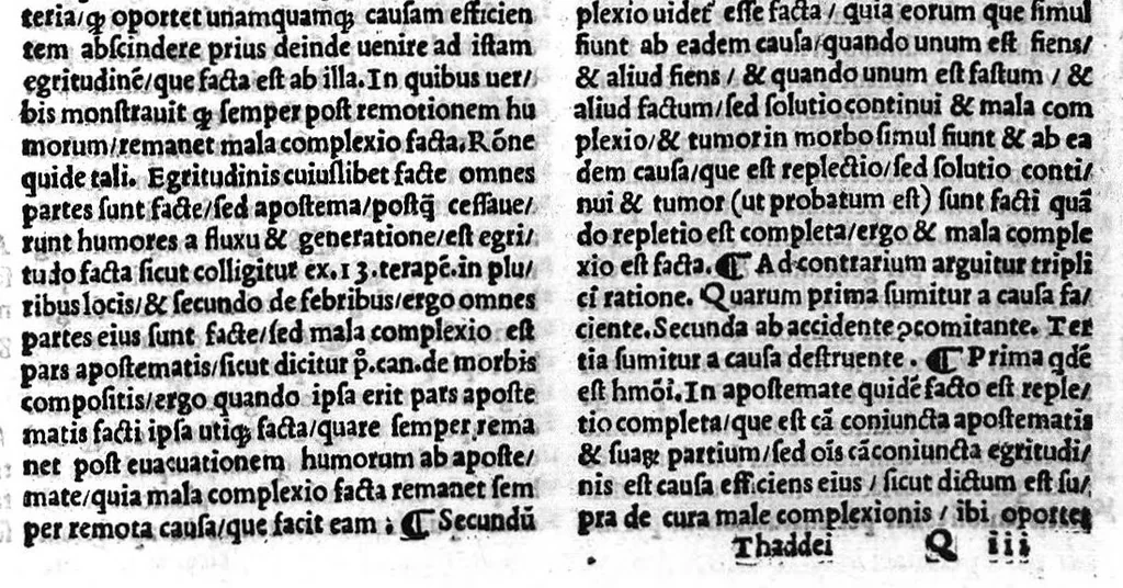 An illustration from Thaddei Florentini,... In C. Gal. Micratechnen commentarii secunde editionis emaculati et ab oblivionis injuria nuperrime vindicati, studio Thome Dionysii Polii,... quin etiam Gal. textus suo loco adjecti..., 1522, leaf 504