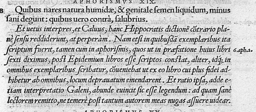 An illustration from Hippocratis medicorum omnium principis epidemian liber sextus, a Leonardo Fuchsio medico latinitate donatus..., 1537, leaf 296