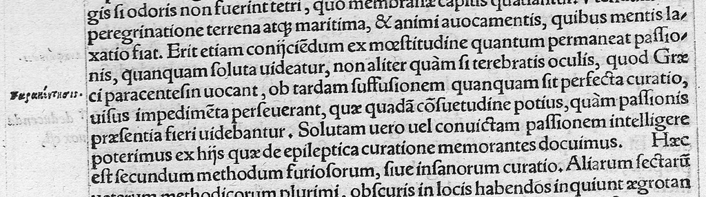 An illustration from Caelii Aureliani siccensis tardarum passionum libri V / Oribasii euporiston libri III, medicinae compendium liber I, curationum liber I, trochiscorum confect liber I, 1529, leaf 49