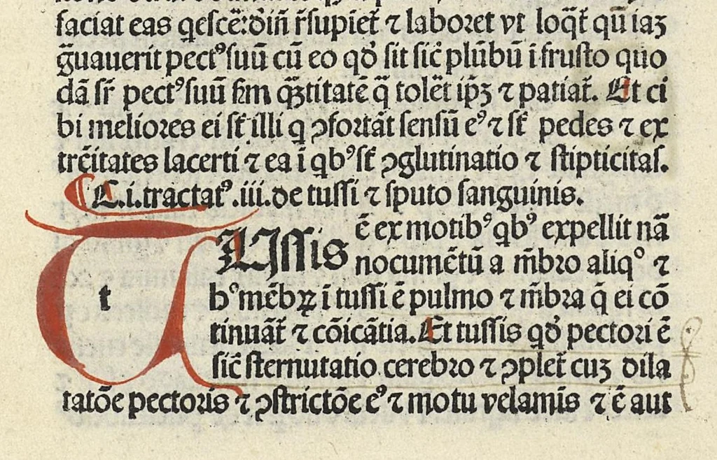 An illustration from Liber canonis primus [-quintus] quem princeps aboali abincenni de medicine edidit : translatum a magistro Gerardo cremonensi in Toledo ab arabico in latinum, leaf 387