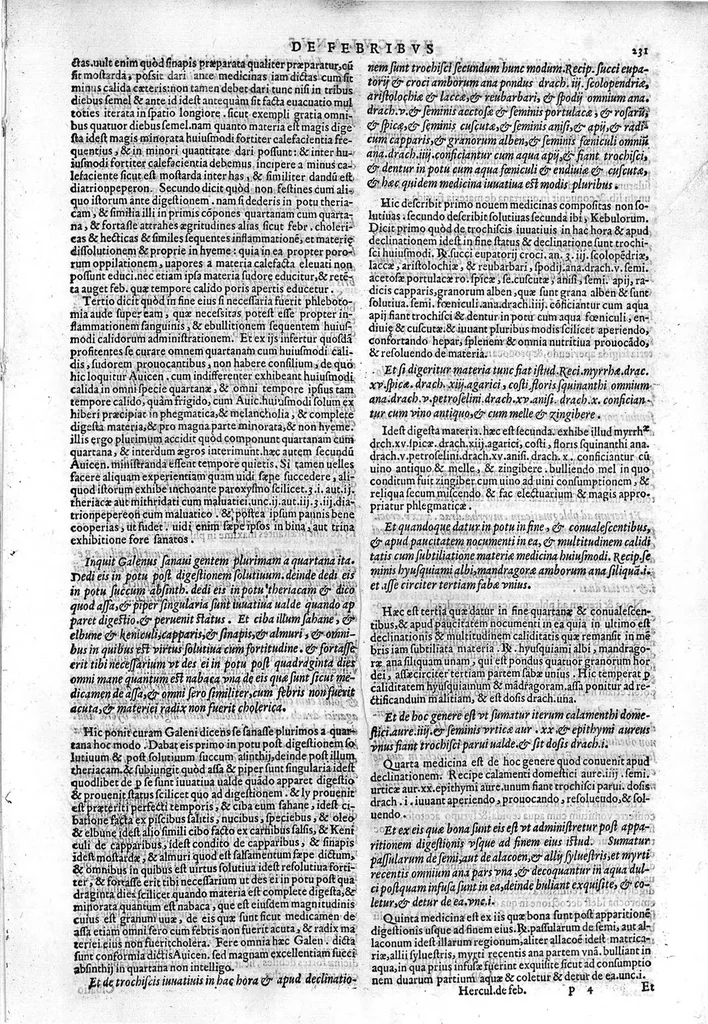 An illustration from Joannis Herculani in Avicennae quarti canonis fen in qua de febribus agitur, ... explicatio..., 1560, leaf 238