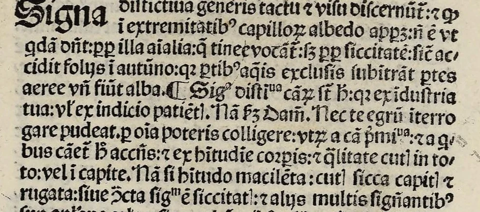 An illustration from Excellentissimi medici Guilielmi Brixiensis aggregatoris dictorum illustrium medicorum ad unamquamque egritudinem a capite ad pedes practica, nunc primum ad communem usum edita et impressa. Ejusdem de febribus tractatus optimus, de peste, de consilio observando tempore pestilentiali, ac etiam de cura pestis tractatus perspicuus ejusdem, 1508, leaf 5