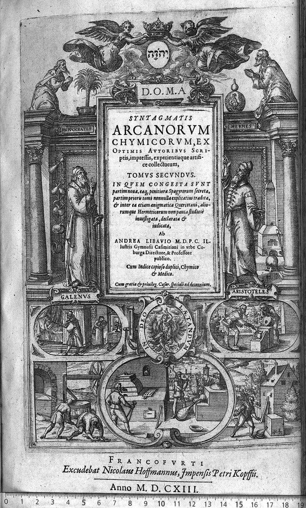 An illustration from Syntagmatis selectorum undiquaque et perspicue traditorum alchymiæ arcanorum, tomus secundus, 1613, leaf 0