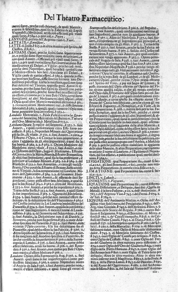 An illustration from Nuovo, et universale theatro farmaceutico. Fondato sopra le preparationi farmaceutiche scritte da'medici antichi, greci, e arabi; principalmente da Galeno, e Mesue / ... ampliato oltre le fabriche ... contenute ne gli antidotarii Veneti di Giorgio Melichio, aumentato da Alberto Stecchini ... con quelle ... compositioni ancora ... da gli più lodati scrittori ..., 1667, leaf 994