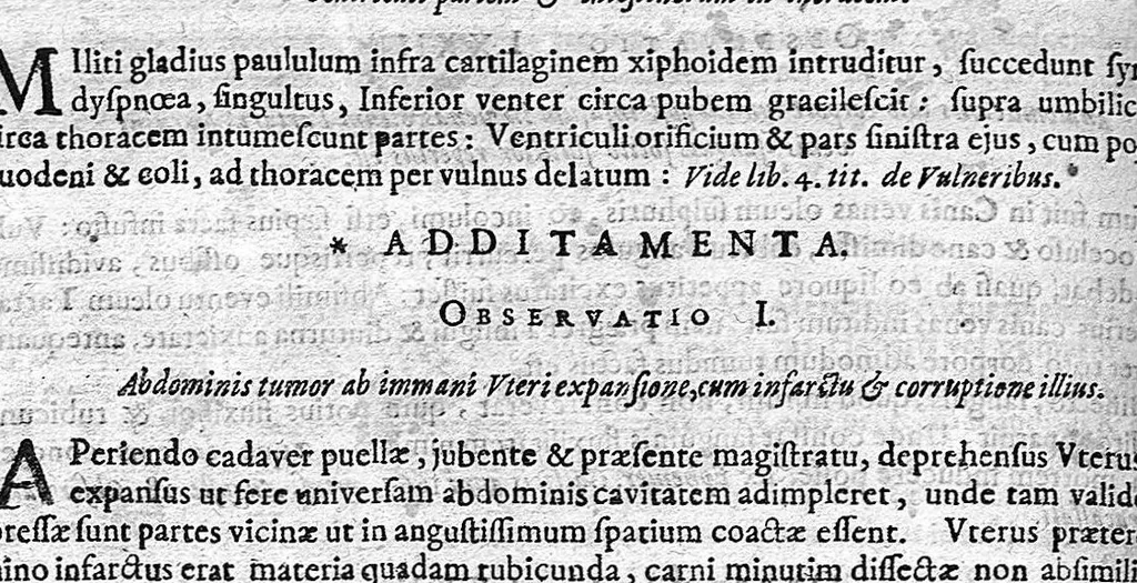 An illustration from Theophili Boneti ... Sepulchretum sive anatomia practica : ex cadaveribus morbo denatis, proponens historias et observationes omnium humani corporis affectuum, ipsorumq; causas reconditas revelans. Quo nomine, tam pathologiae genuinae, quàm nosocomiae orthodoxae fundatrix, imo medicinae veteris ac novae promptuarium, dici meretur. Cum indicibus necessariis / Théophile Bonet. - Editio altera, quam novis commentariis et observationibus innumeris illustravit, ac tertia ad minimum parte auctiorem fecit Johannes Jacobus Mangetus ... Tomus secundus, 1700, leaf 476