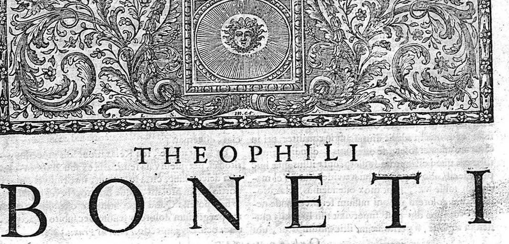 An illustration from Theophili Boneti ... Sepulchretum sive anatomia practica : ex cadaveribus morbo denatis, proponens historias et observationes omnium humani corporis affectuum, ipsorumq; causas reconditas revelans. Quo nomine, tam pathologiae genuinae, quàm nosocomiae orthodoxae fundatrix, imo medicinae veteris ac novae promptuarium, dici meretur. Cum indicibus necessariis / Théophile Bonet. - Editio altera, quam novis commentariis et observationibus innumeris illustravit, ac tertia ad minimum parte auctiorem fecit Johannes Jacobus Mangetus ... Tomus tertius, 1700, leaf 5