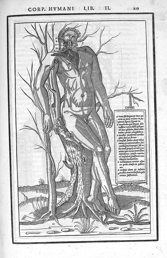 An illustration from De dissectione partium corporis humani libri tres, à Carolo Stephano, doctore Medico, editi. Unà cum figuris, et incisionum declarationibus, à Stephano Riverio Chirurgo compositis, 1545, leaf 255