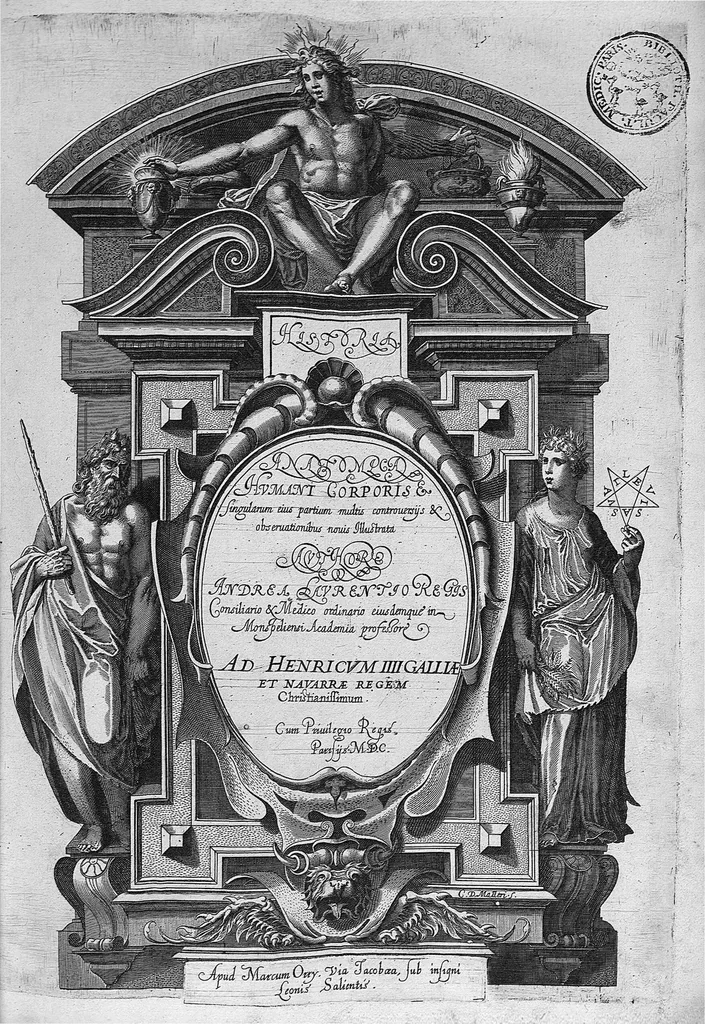 An illustration from Historia anatomica humani corporis et singularium ejus partium multis controversiis et observationibus novis illustrata., 1600, leaf 0
