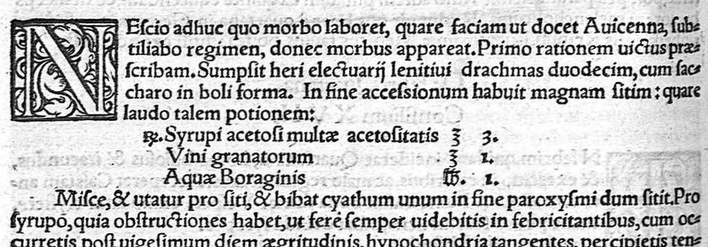 An illustration from Ioannis Baptistae Montani veronensis. Medici et publici in Academia patavina olim professoris. De febribus consilia omnia, 1559, leaf 24