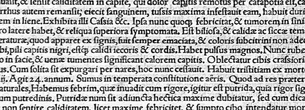 An illustration from Ioannis Baptistae Montani veronensis. Medici et publici in Academia patavina olim professoris. De febribus consilia omnia, 1559, leaf 43