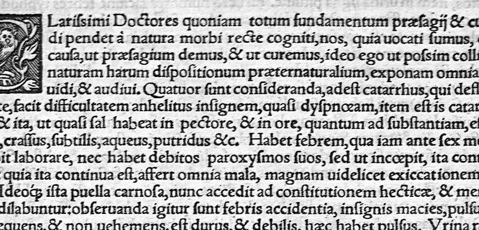 An illustration from Ioannis Baptistae Montani veronensis. Medici et publici in Academia patavina olim professoris. De febribus consilia omnia, 1559, leaf 51
