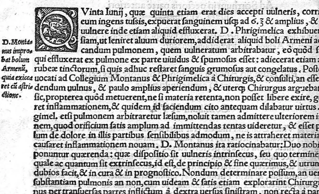 An illustration from Ioannis Baptistae Montani Veronensis, Medici et publici in Academia patavina olim professoris. Chirurgica consilia, 1559, leaf 22