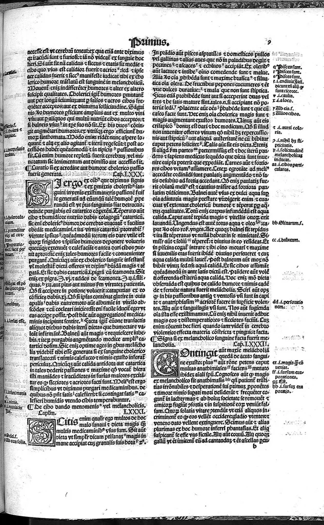 An illustration from Practica Alexandri yatros ... cum optimis declarationibus Jacobi de partibus et Simonis Januensis in margine condecenter situatis..., 1522, leaf 24
