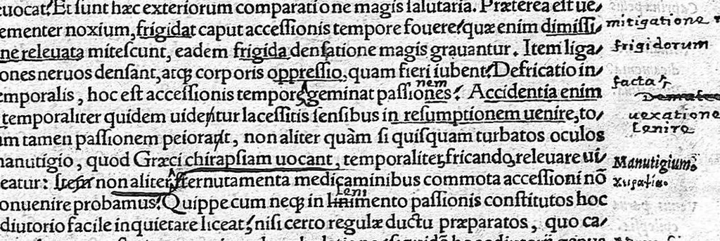 An illustration from Caelii Aureliani siccensis tardarum passionum libri V / Oribasii euporiston libri III, medicinae compendium liber I, curationum liber I, trochiscorum confect liber I, 1529, leaf 294
