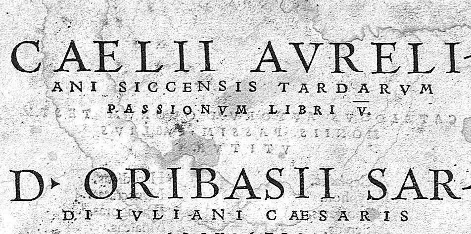 An illustration from Caelii Aureliani siccensis tardarum passionum libri V / Oribasii euporiston libri III, medicinae compendium liber I, curationum liber I, trochiscorum confect liber I, 1529, leaf 6