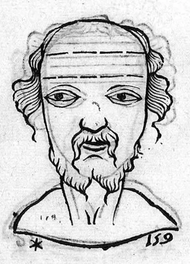 An illustration from Metoposcopia liber tredecim, et octingentis faciei humanae eiconibus complexa : cui accessit melampodis de naevis corporis tractatus, graece et latine nunc primum editus, 1658, leaf 107