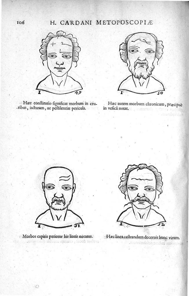 An illustration from Metoposcopia liber tredecim, et octingentis faciei humanae eiconibus complexa : cui accessit melampodis de naevis corporis tractatus, graece et latine nunc primum editus, 1658, leaf 121