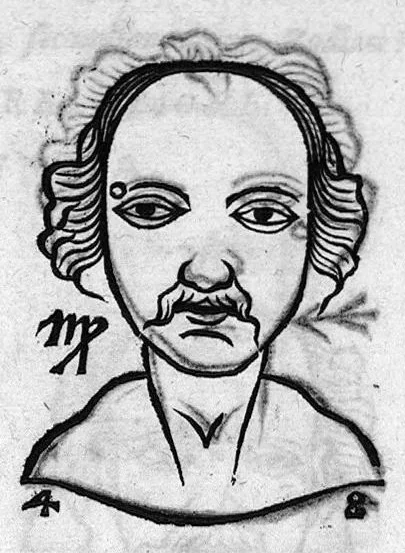 An illustration from Metoposcopia liber tredecim, et octingentis faciei humanae eiconibus complexa : cui accessit melampodis de naevis corporis tractatus, graece et latine nunc primum editus, 1658, leaf 200