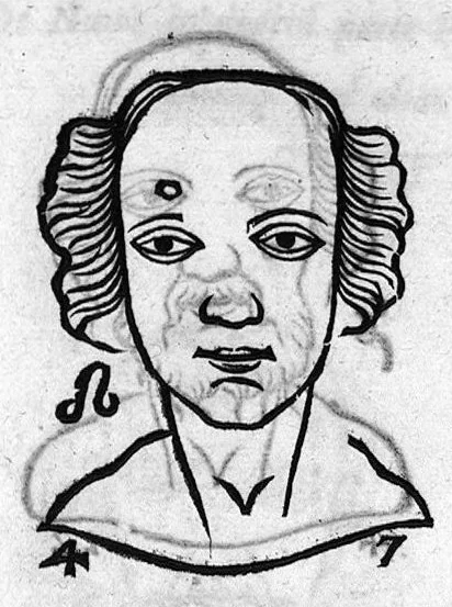 An illustration from Metoposcopia liber tredecim, et octingentis faciei humanae eiconibus complexa : cui accessit melampodis de naevis corporis tractatus, graece et latine nunc primum editus, 1658, leaf 200