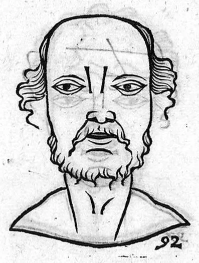 An illustration from Metoposcopia liber tredecim, et octingentis faciei humanae eiconibus complexa : cui accessit melampodis de naevis corporis tractatus, graece et latine nunc primum editus, 1658, leaf 40