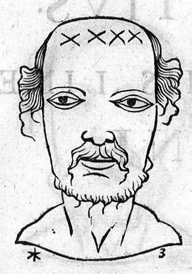An illustration from Metoposcopia liber tredecim, et octingentis faciei humanae eiconibus complexa : cui accessit melampodis de naevis corporis tractatus, graece et latine nunc primum editus, 1658, leaf 57