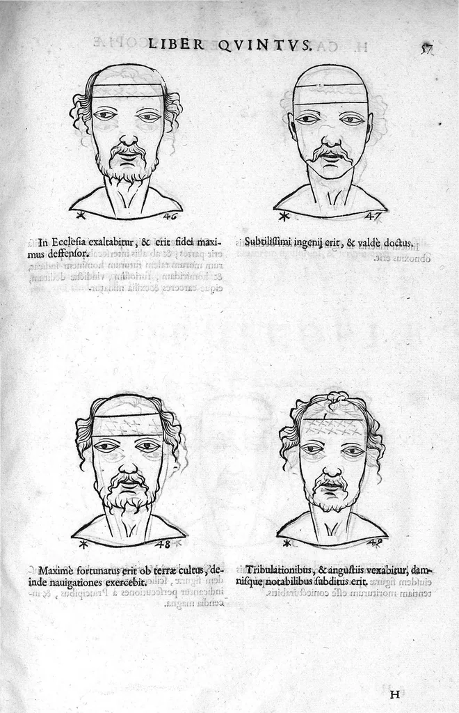 An illustration from Metoposcopia liber tredecim, et octingentis faciei humanae eiconibus complexa : cui accessit melampodis de naevis corporis tractatus, graece et latine nunc primum editus, 1658, leaf 72