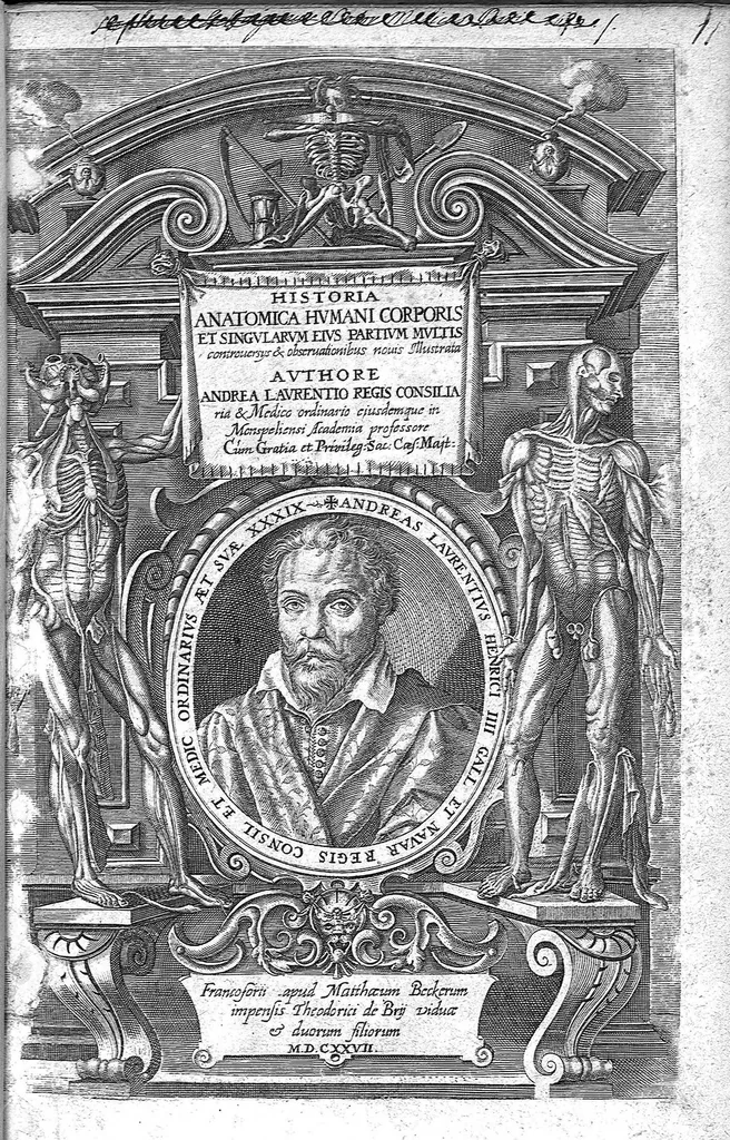 An illustration from Historia anatomica humani corporis et singularum ejus partium multis controversiis et observationibus novis, 1627, leaf 0
