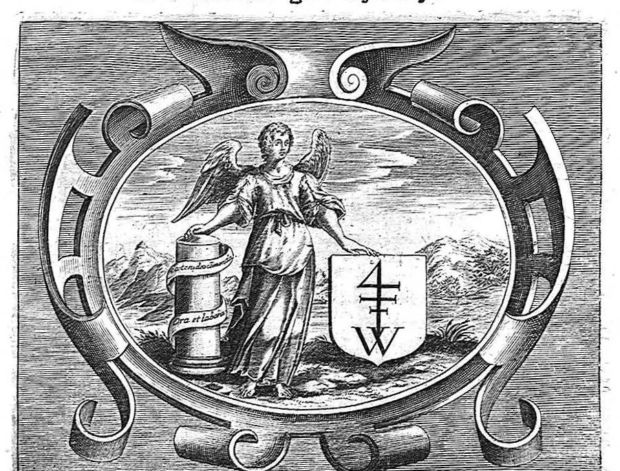 An illustration from Opera Therapeutica : Nimirum I. Tractatus de Crisibus. II. Tractatus de mirabili strumas sanandi vi, solis Galliæ Regibus diuinitus concessa. III. Tractatus de nobilitate visius, eiusq[ue] conservatione. IV. De Melancholia libri II. V. Tractatus de Senectute. VI. De morbo articulari tractatus. VII. De Lepra tractatus. VIII. Tractatus de lue Venerea, 1627, leaf 0