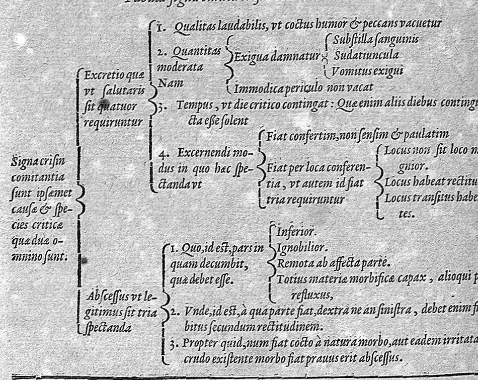 An illustration from Opera Therapeutica : Nimirum I. Tractatus de Crisibus. II. Tractatus de mirabili strumas sanandi vi, solis Galliæ Regibus diuinitus concessa. III. Tractatus de nobilitate visius, eiusq[ue] conservatione. IV. De Melancholia libri II. V. Tractatus de Senectute. VI. De morbo articulari tractatus. VII. De Lepra tractatus. VIII. Tractatus de lue Venerea, 1627, leaf 27