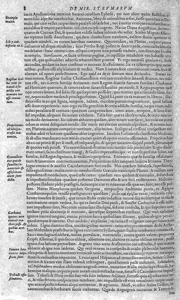 An illustration from Opera Therapeutica : Nimirum I. Tractatus de Crisibus. II. Tractatus de mirabili strumas sanandi vi, solis Galliæ Regibus diuinitus concessa. III. Tractatus de nobilitate visius, eiusq[ue] conservatione. IV. De Melancholia libri II. V. Tractatus de Senectute. VI. De morbo articulari tractatus. VII. De Lepra tractatus. VIII. Tractatus de lue Venerea, 1627, leaf 79