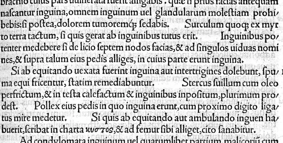 An illustration from Marcelli viri illustris de Medicamentis empiricis, physicis, ac rationabilibus Liber, ante mille ac ducentos plus minus annos scriptus, jam primum in lucem emergens, et suae integritati plersique locis restitutus, Per Janum Cornarium Medicum, Physicum Northusenem, 1536, leaf 224