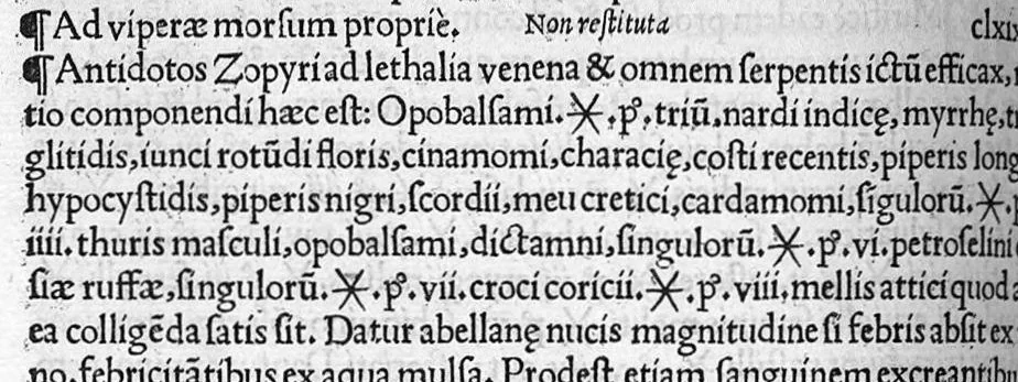 An illustration from Scribonii Largi de Compositionibus medicamentorum Liber unus, antehac nusquam excusus : Joanne Ruellio, doctore medico castigatore., 1528, leaf 57