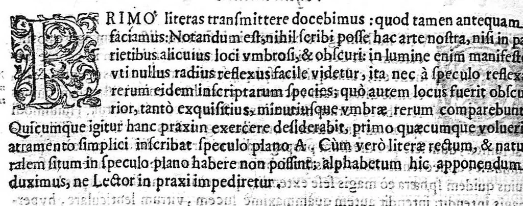 An illustration from Ars magna lvcis et vmbrae, in decem libros digesta. Qvibvs admirandae lvcis et vmbrae in mundo, atque adeò vniuersa natura, vires effectusq, vti noua, ita varia nouorum reconditiorumq, speciminum exhibitione, ad varios mortalium vsus, panduntur, 1646, leaf 1030