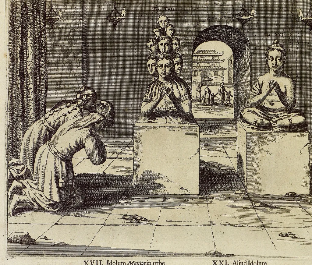 An illustration from Athanasii Kircheri e Soc. Jesu China monumentis, qua sacris qua profanis, nec non variis naturæ & artis spectaculis, aliarumque rerum memorabilium argumentis illustrata, auspiciis Leopoldi Primi, Roman. imper semper Augusti, 1667, leaf 103