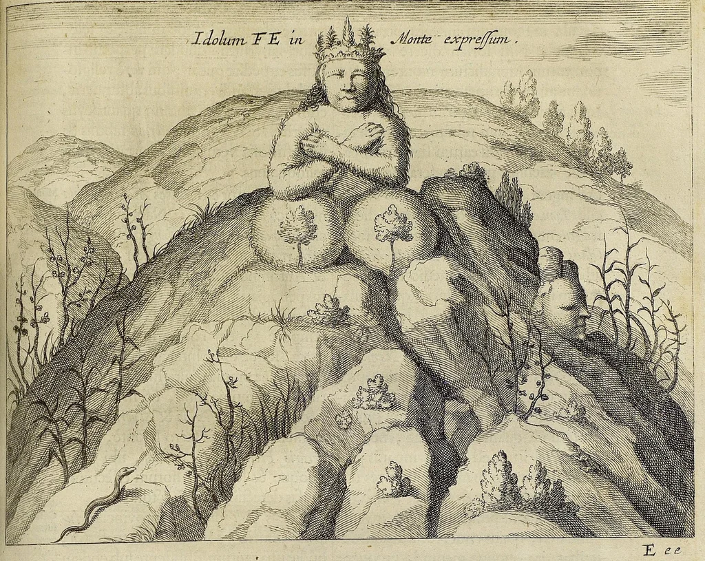 An illustration from Athanasii Kircheri e Soc. Jesu China monumentis, qua sacris qua profanis, nec non variis naturæ & artis spectaculis, aliarumque rerum memorabilium argumentis illustrata, auspiciis Leopoldi Primi, Roman. imper semper Augusti, 1667, leaf 237