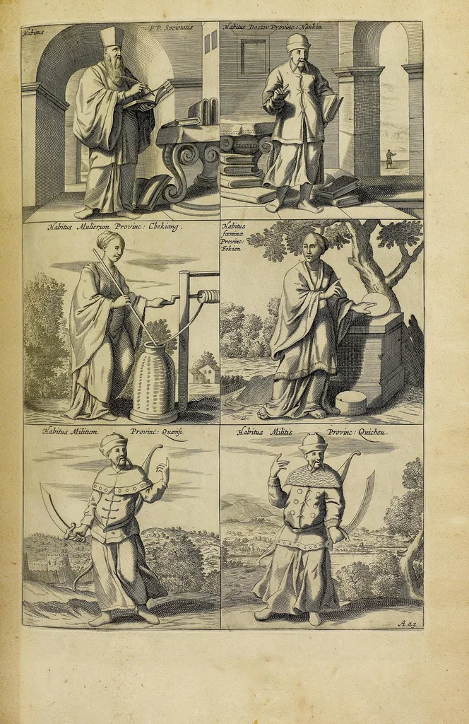 An illustration from La Chine d'Athanase Kirchere de la Compagnie de Jesus, illustrée de plusieurs monuments tant sacrés que profanes, et de quantité de recherches de la nature & de l'art a quoy on à adjousté de nouveau les questions curieuses que le serenessime Grand Duc de Toscane a fait depuis peu du P. Jean Grubere touchant ce grand Empire. Avec un dictionnaire chinois & françois, lequel est tres-rare, & qui n'a pas encores paru au jour, 1670, leaf 190