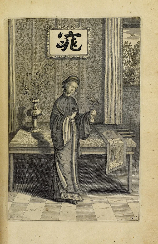 An illustration from La Chine d'Athanase Kirchere de la Compagnie de Jesus, illustrée de plusieurs monuments tant sacrés que profanes, et de quantité de recherches de la nature & de l'art a quoy on à adjousté de nouveau les questions curieuses que le serenessime Grand Duc de Toscane a fait depuis peu du P. Jean Grubere touchant ce grand Empire. Avec un dictionnaire chinois & françois, lequel est tres-rare, & qui n'a pas encores paru au jour, 1670, leaf 196