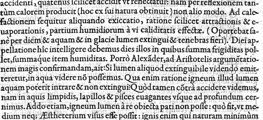 An illustration from Simonis Simonii,... In librum Aristotelis : Peri tôn aisthêtêriôn kai tôn aisthêtôn , hoc est : de Sensuum instrumentis et de his quae sub sensum cadunt, commentarius unus. Ejusdem in librum Arist. : peri Mnêmês kai tês anamnêseôs, hoc est : de Memoria et reminiscentia, commentarius alter..., 1566, leaf 76