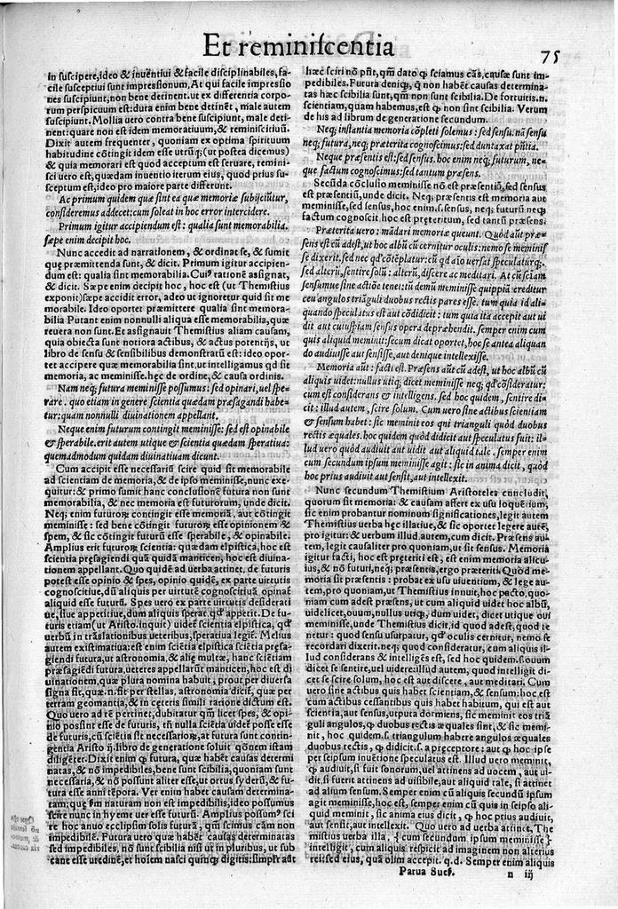 An illustration from Parva naturalia Augustini Niphi medices philosophi Suessani, videlicet Physiognomicorum libri tres, De animalium motu lib. unus, De longitudine & brevitate vitae lib. unus, De juventute & senectute lib. unus, De respiratione lib. unus, De morte & vita lib. unus, De memoria & reminiscentia lib. unus, De somno & vigilia lib. unus, De insomniis lib. unus, De divinatione naturali, artificiosa, et de prophetia lib. unus. Omnia post primas editiones nunc primum emendatiora in lucem prodeunt, 1550, leaf 148